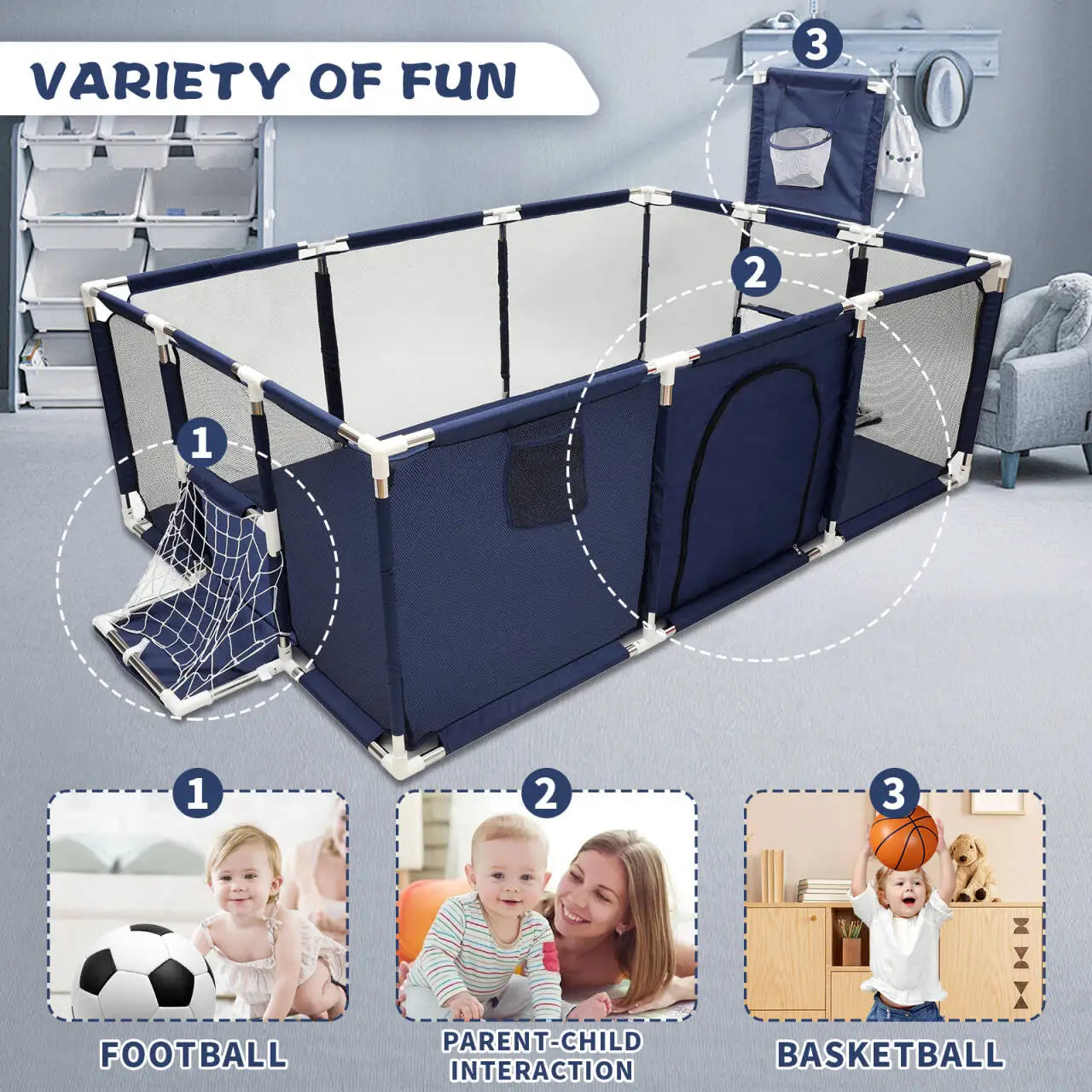 IMBABY Laufgitter Für Kinder Verschiedene Modelle Baby Bällebad Bett Zaun Kinder Indoor Basketball Und Fußball Spielhof