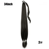 Ponytail Extensions Synthetic Boxing Braids Wrap Around Chignon Tail With Rubber Band Hair Ring 26 Inch Brown Ombre Braid DIY