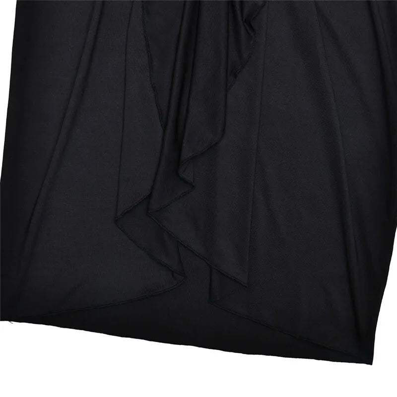 Mozision Rollkragen Oberschenkelhohes Schlitz Sexy Maxikleid für Damen Mode Langarm Drapierte Bandage Bodycon Club Langes Kleid