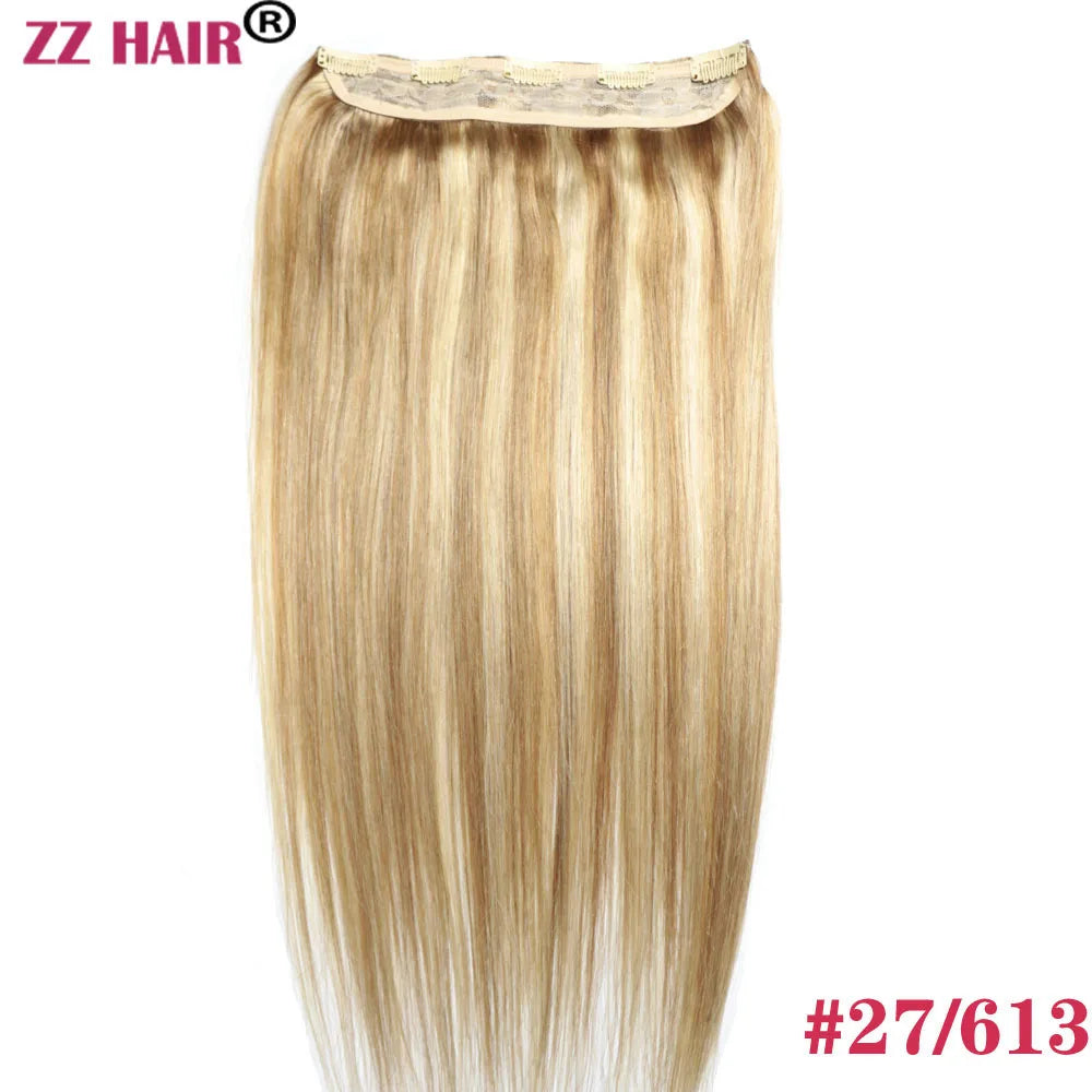 ZZHAIR 100% Brazilian Human Remy Hair Extensions 16"-26" 1Pcs Set 100g-200g One Piece 5 Clips In Natural Straight