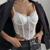 French Sexy Lace Underwire Rhomboid Fishbone Crop Top Backless Hottie Perspective Corset Red V-neck Elegant and Temperament Vest