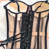 Women Luxury Mesh Corset Bustier Transparent Bodices With Cups Waist Slimmer Lace Up Steel Bone Tight Fitting Tube Tops Costume