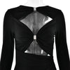 Articat Sexy Hohl Saum Langarm Elastisches Enges Kleid Damen Falten Doppellagig Weibliche Vestidos Elegantes Party Abendkleid