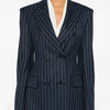 TWOTWINSTYLE Striped Temperament Blazers For Women Notched Collar Long Sleeve Tunic Patchwork Double Breasted Coats Female New