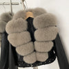 OFTBUY Natural Fox Fur Faux Leather Jacket Female New Autumn Short Top Clothing Women Long Sleeve Fake Leather Real Fur Coat