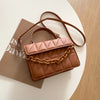 Solid Plaid Crossbody Bags For Women, Chain Decor Fashion Shoulder Bag Ladies Handbag For Daily Used