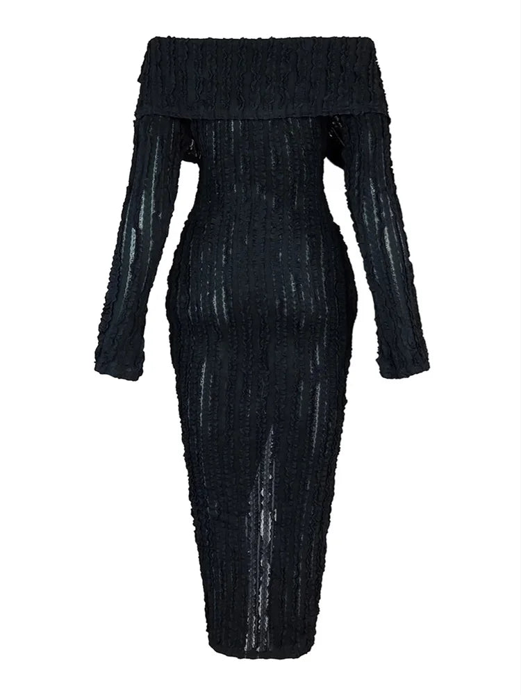 Wmstar Women Dress Long Sleeve Knitted New Fashion Elegant Bodycon Ladies Sexy Bodycon Party Long New Maxi Dresses Dropshipping