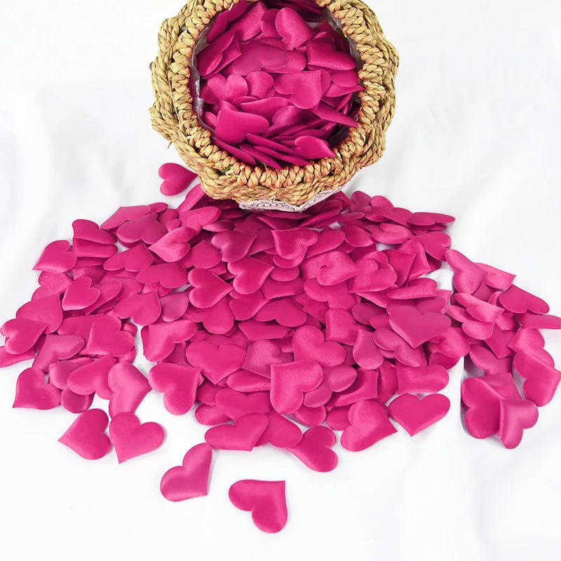 100/200 Stück künstliche Liebe Herz Blütenblätter Valentinstag Hochzeit Party Konfetti Blütenblätter Schwamm Satin Stoff Tisch Bett Dekorationen