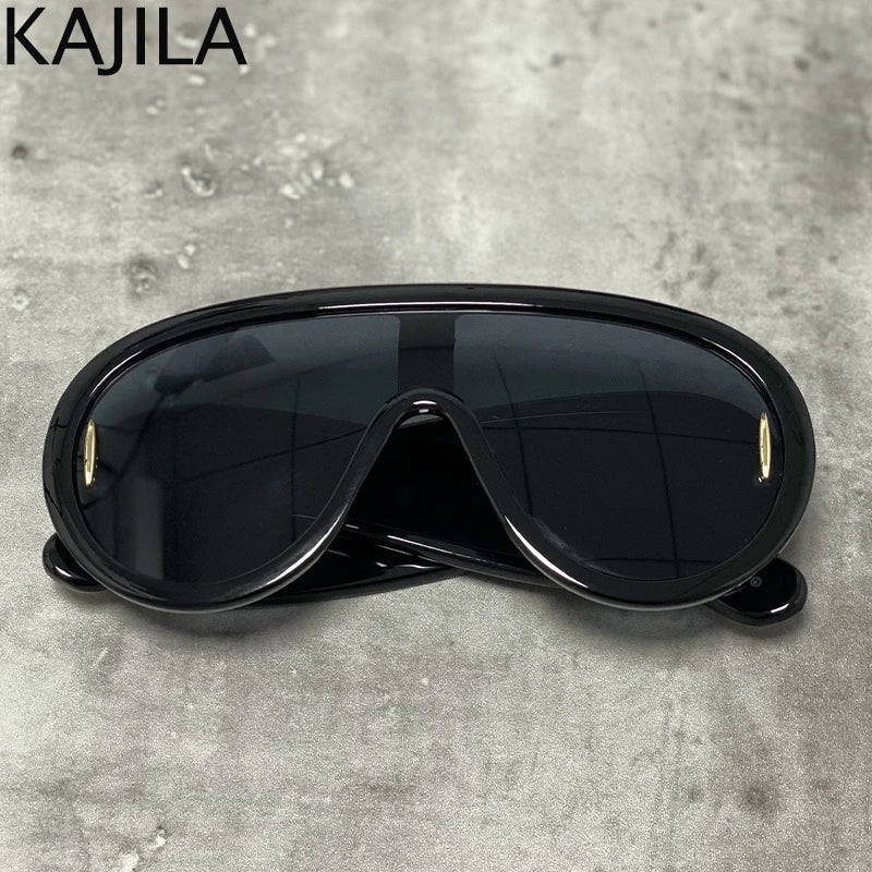 Oversized Wellen-Masken-Sonnenbrille Einteilige Damen-Sport-Y2K-Punk-Sonnenbrille für Damen 2024 Luxusmarke Steampunk-Brillen-Goggle