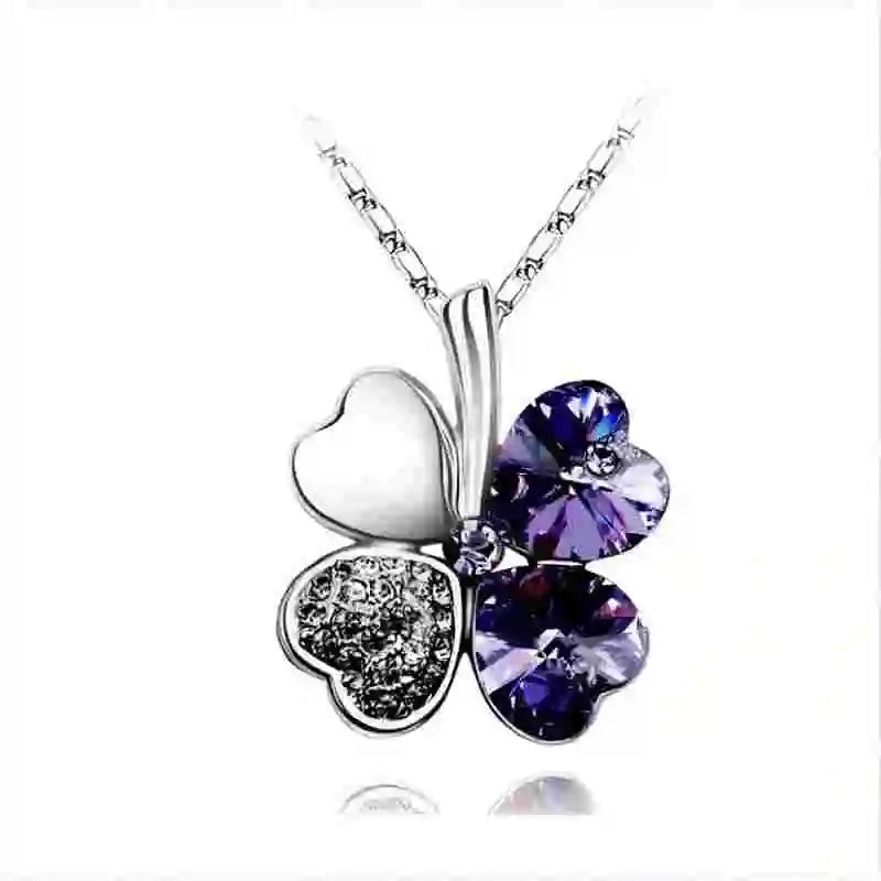 TRPOPSYN Crystal 4 Four Leaf Leaves Clover Pendant Necklaces Lover Birthday Gift Quality Fashion Jewelry Dropshipping Charm Girl