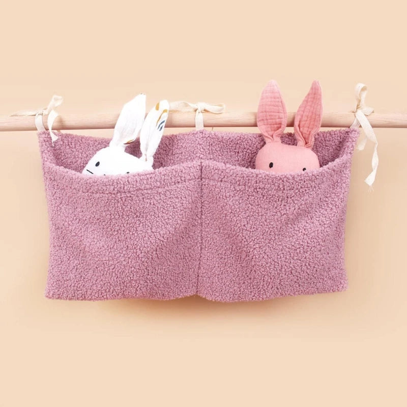 Neuer dicker Plüsch Babybett Hängetasche Tragbare Doppeltaschen Neugeborenen-Bett Spielzeug Organizer Tasche Bettkopfteil Aufbewahrungstasche