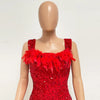 Damen Partykleid Ärmellos Glänzende Pailletten Feder Abendkleid Sexy schulterfrei rückenfrei Mini Formelle Ballkleider HXY8