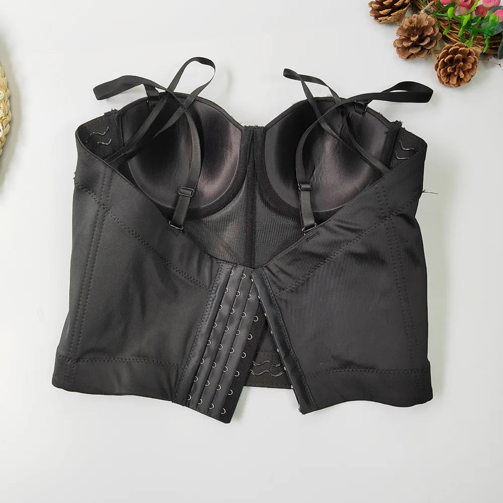 SXTHAENOO Damen Sexy Fashion Crop Top Diamant Blume Trägerloses Bustier Top BH Nachtclub Party Tank Top Weiblich Ropa De Mujer