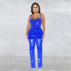 HBLL Women Club Outfits Spaghetti Strap Bodycon Jumpsuits Sparkly Rhinestone Romper Birthday Night Out One Piece Clubwear