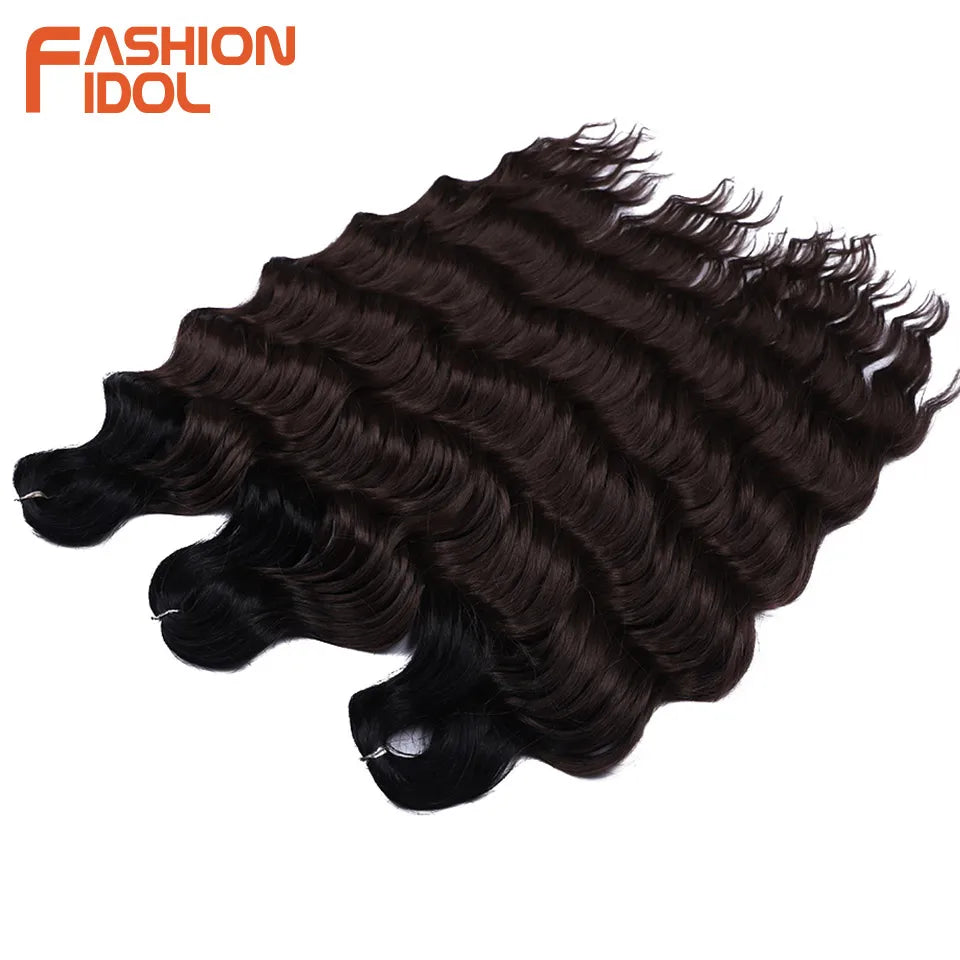 FASHION IDOL 24-Zoll Häkelhaar Synthetische Wasserwelle Flechthaarverlängerungen Ombré Regenbogenfarbe Kunsthaar Deep Wave Lockenhaar