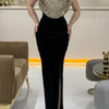 Spring Sequined Patchwork Sleeveless Long Dress Casual Party Draped Split O Neck Sequin Splicing Party Dress 2025