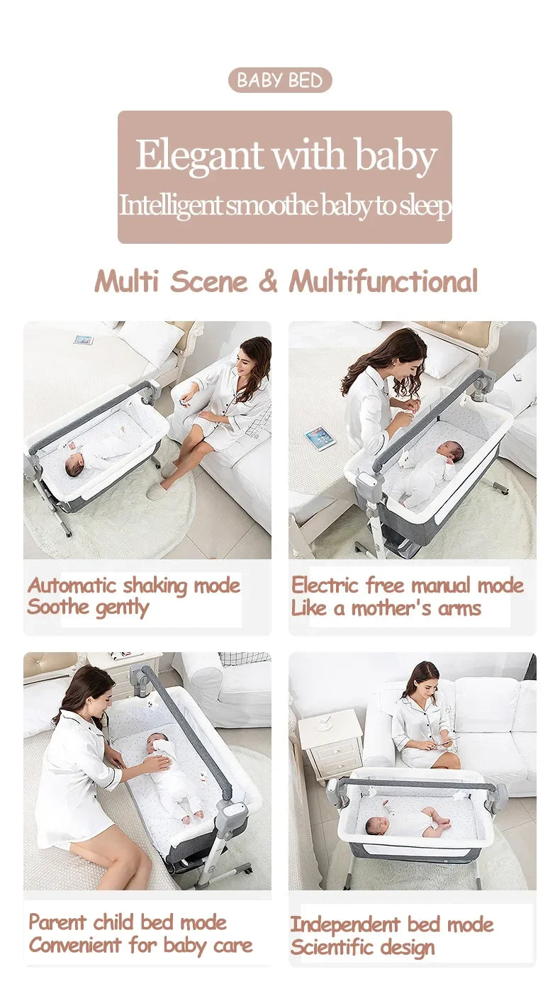 Babybett Babywiege Neugeborenen Beistellbett Tragbares Reisebett mit Moskitonetz Schlafwiege Baby Schaukelbett