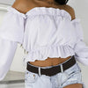 Candy Color Off Shoulder Crop Tops women Summer dot print lantern sleeve shirts Lady Sexy Slash neck beach blouse