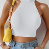 Summer New Women Heart Criss Cross Ribbed Knit Sleeveless Halter Crossfit Y2K Crop Top Clothes Femme Sexy Casual Backless Tank