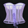Women Mesh Corset Bustier With Cups Overbust Tight Shaping Tops Strapless Transparent Bodice Slimm Waist Wedding Lace Up Boned