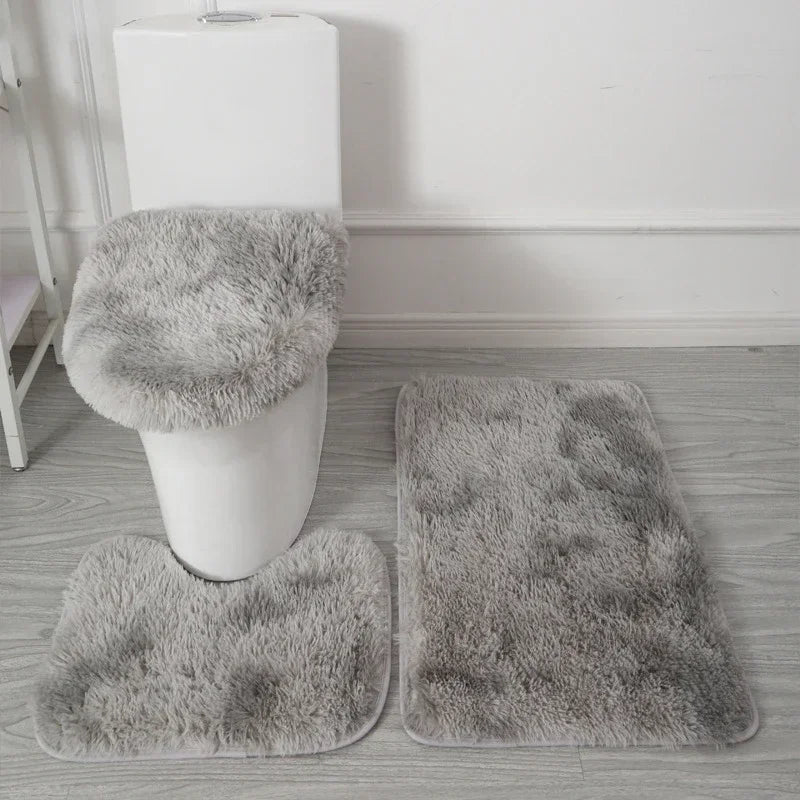 3er-Set einfarbige Heimteppiche Toilettendeckelbezug Teppich-Set rutschfeste Fußmatte für Badezimmerboden Badteppich Fußmatte