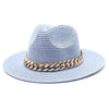 Set Straw Hat and Bag Set Gold Chain Bag Hat Set Ladies Leather Bag Tote Church Fedora Party Jazz Straw Hat