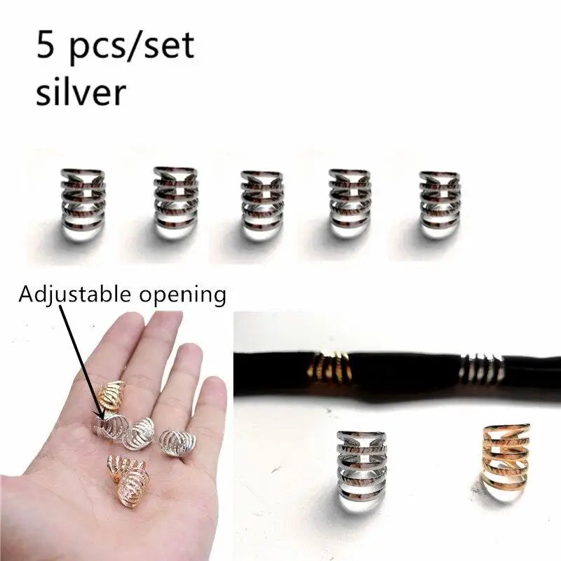 5-50 Pcs/set Opening Silver Hair Ring Hip-hop Hair Braid Charm Dreadlock Beads Clips Cuffs Rings Jewelry Dreadlocks Accessories