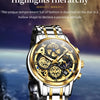 OLEVS Men's Watches Top Brand Luxury Original Waterproof Quartz Watch for Man Gold Skeleton Style 24 Hour Day Night New
