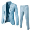 1 Set Stylish Formal Suit Temperament Men Pants Turndown Collar Pure Color One Button Suit Set Daily Wear