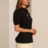 Fashion Women's Stand Collar Blazer Short Sleeve Button Puff Sleeves Solid Lady Top 2025 Summer Autumn Elegant Female Coat