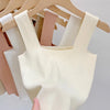 2026 Summer Women Sexy Sleeveless Tops Fashion Short Square Collar Tank Tops 6 Colors Knitted
