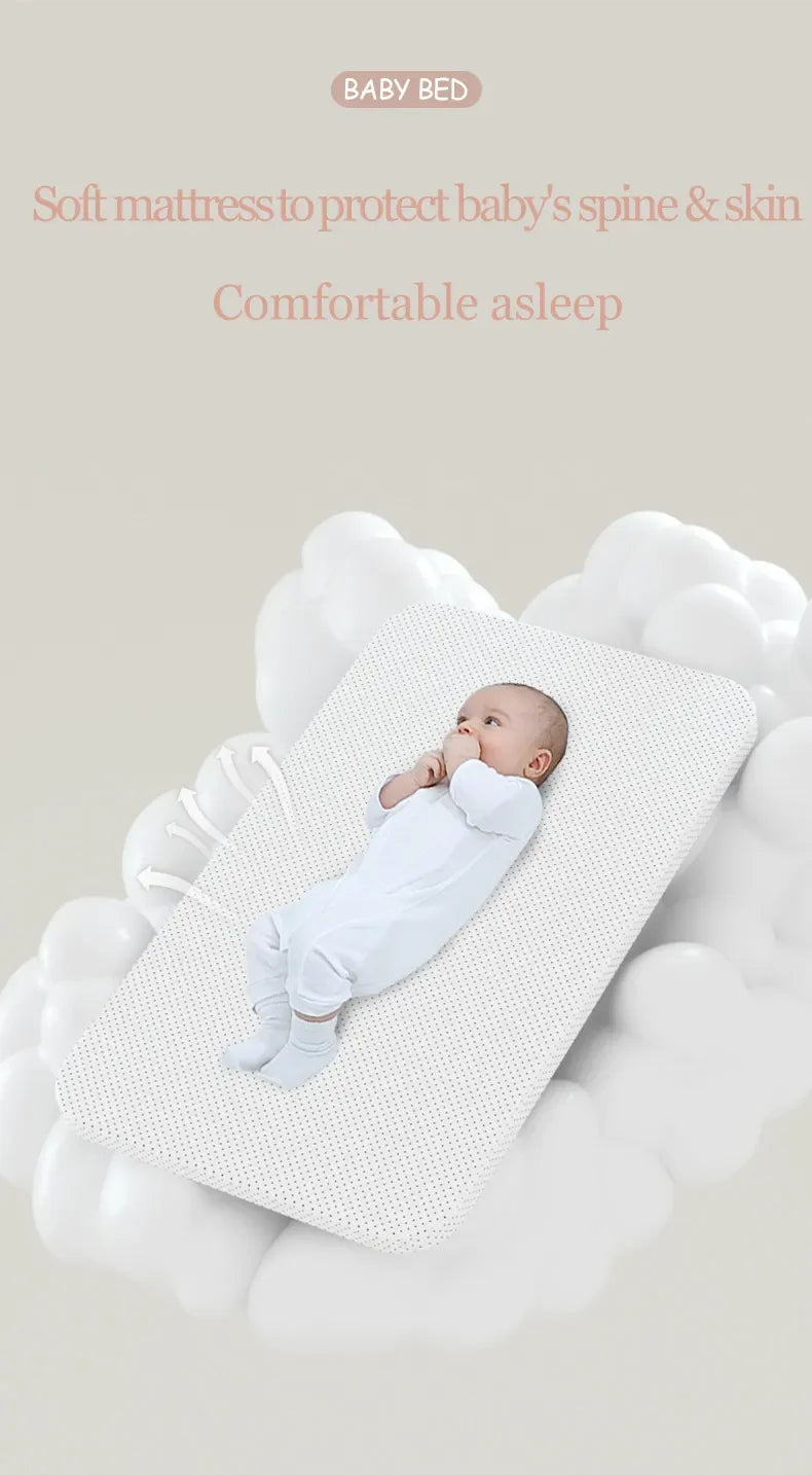Babybett Babywiege Neugeborenen Beistellbett Tragbares Reisebett mit Moskitonetz Schlafwiege Baby Schaukelbett