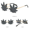 Novel Rimless Maple Leaf Shape Metal Sunglasses for Women Party Decorative Sun Glasses Men Unique Street Catwalk Prom Eyewear