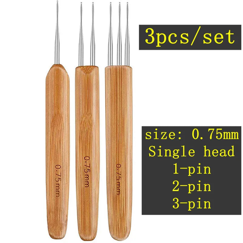 1pcs Wooden Crochet Dreadlocks Braid Needle Feather Wig Hook Needles Threader Knitting Hair Crochet Needles Hair Extension Tools