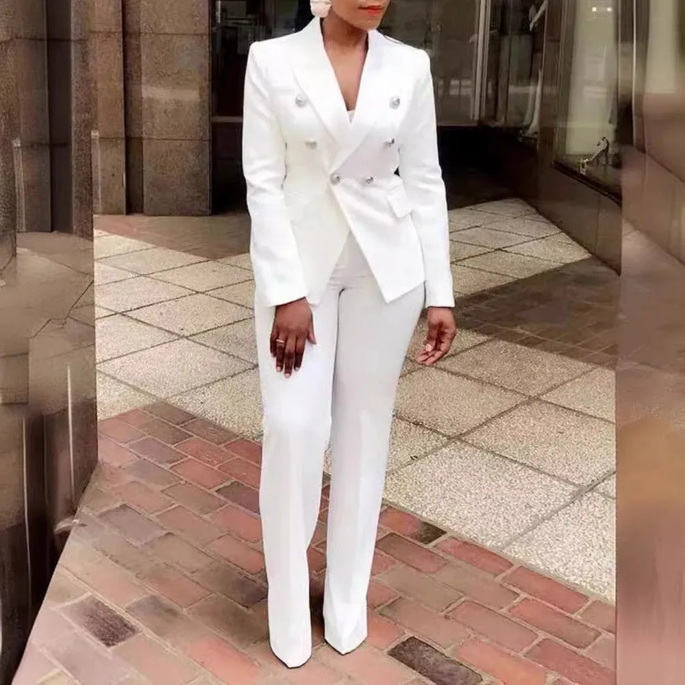 New women's solid colour small pieces of suit long-sleeved jacket trousers suit temperament commuter two-piece suit