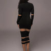 Articat Mesh Patchwork Perspective Long Sleeve Dress For Women's Tight Fit Midi Female Dress Fashion Street Party Club Vestidos