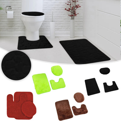 3-teiliges Badteppich-Set, superweich, rutschfest, saugfähig, Badematten-Set für Zuhause, Badezimmerdekoration, 3-teilig