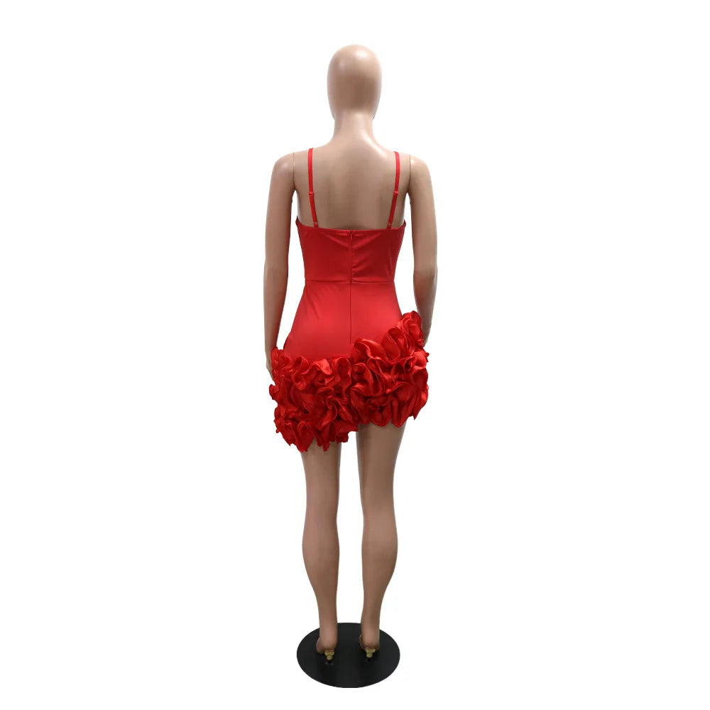 Damen Rüschen Ärmelloses Bodycon Mini-Faltenkleid Party Elegant Kurze Abendkleider Luxus Sexy Geburtstag Rotes Ballkleid