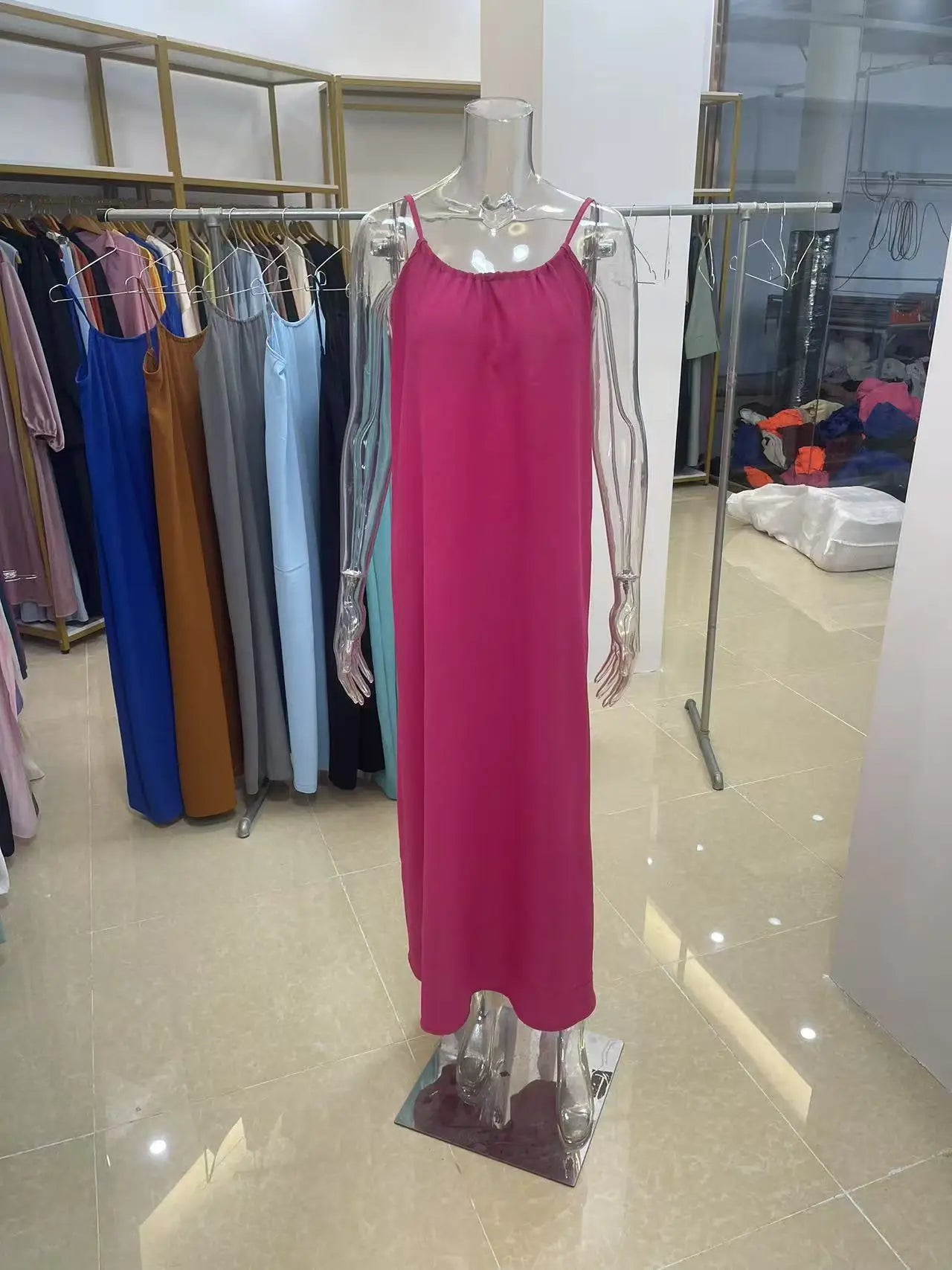 New Arrival Women's Strapless Backless Long Loose Home Dress Comfortable Sleepwear Casual Maxi Dress