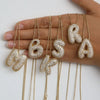 18K Vergoldet Wasserdicht Dicke Blase Alphabet Buchstabe Schlüsselbein Halskette Funkelnder Strass Ballon Initialen Schmuck
