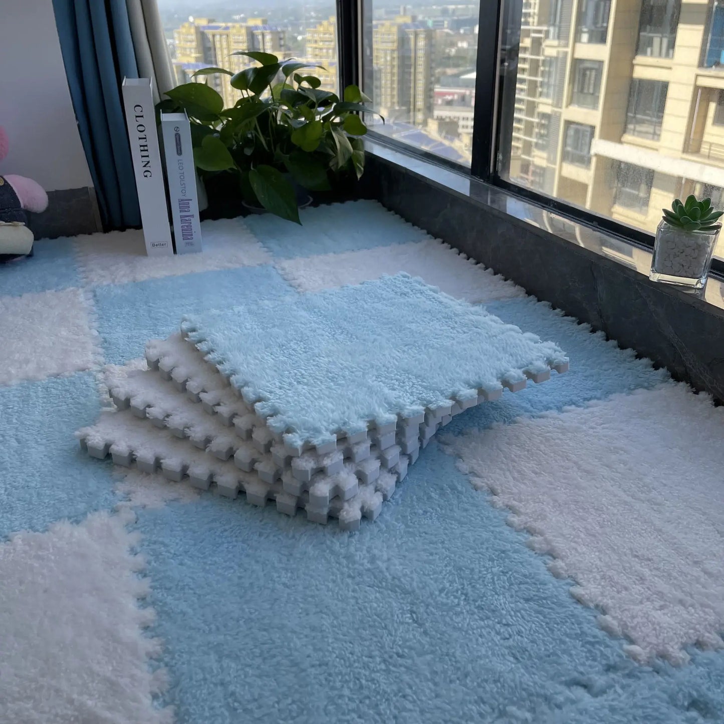 Eva-Schaumstoff-Puzzle-Teppich, weiche Plüsch-Kindermatte, Babyspielzeug, Baby-Spielmatte im Kinderzimmer, warmhaltende Spielmatte