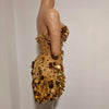 Sparkly Gold Rhinestone Sequins Sexy Strapless Mesh See Through Mini Dress Women Eveing Birthday Party Nightclub Stage Costume