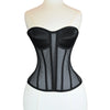 Women Mesh Corset Bustier With Cups Overbust Tight Shaping Tops Strapless Transparent Bodice Slimm Waist Wedding Lace Up Boned