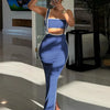 Weird Puss Summer Trend 2-teiliges Set Damen Weißer Saum Trägerloses Oberteil + Trägerkleid Elastische Streetwear-Outfits