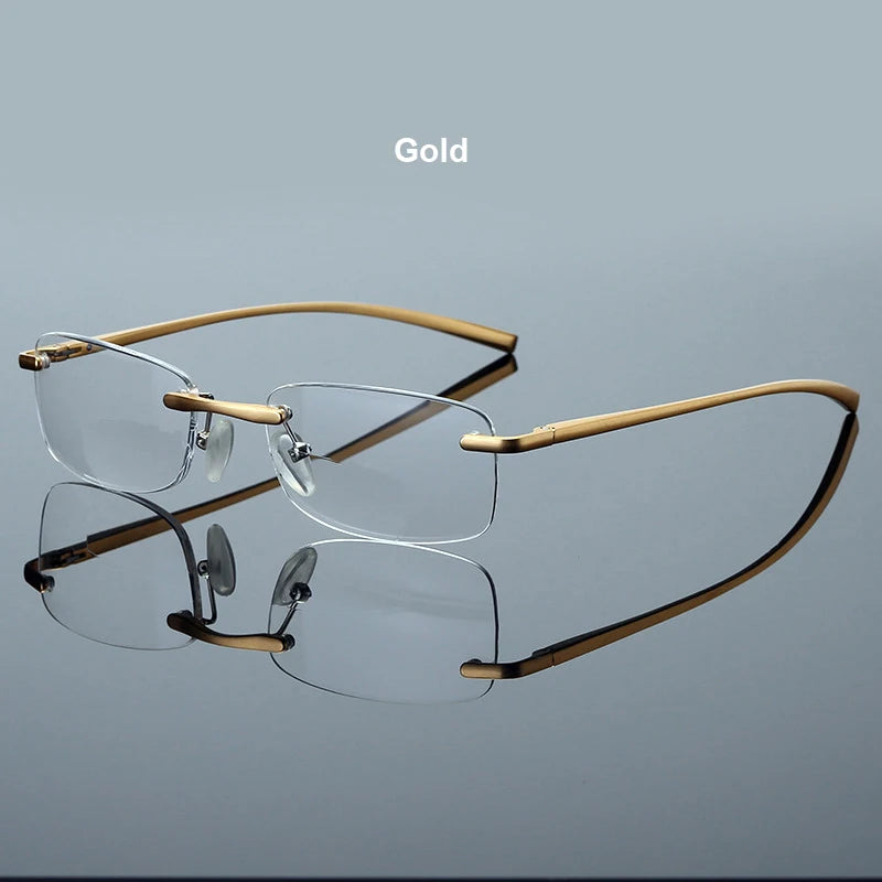 Men Blue Light Blocking Reading Glasses Women Dimond Cutting Rimless Eyeglasses Frame Anti Fatigue Hyperopia Presbyopic Eyewear
