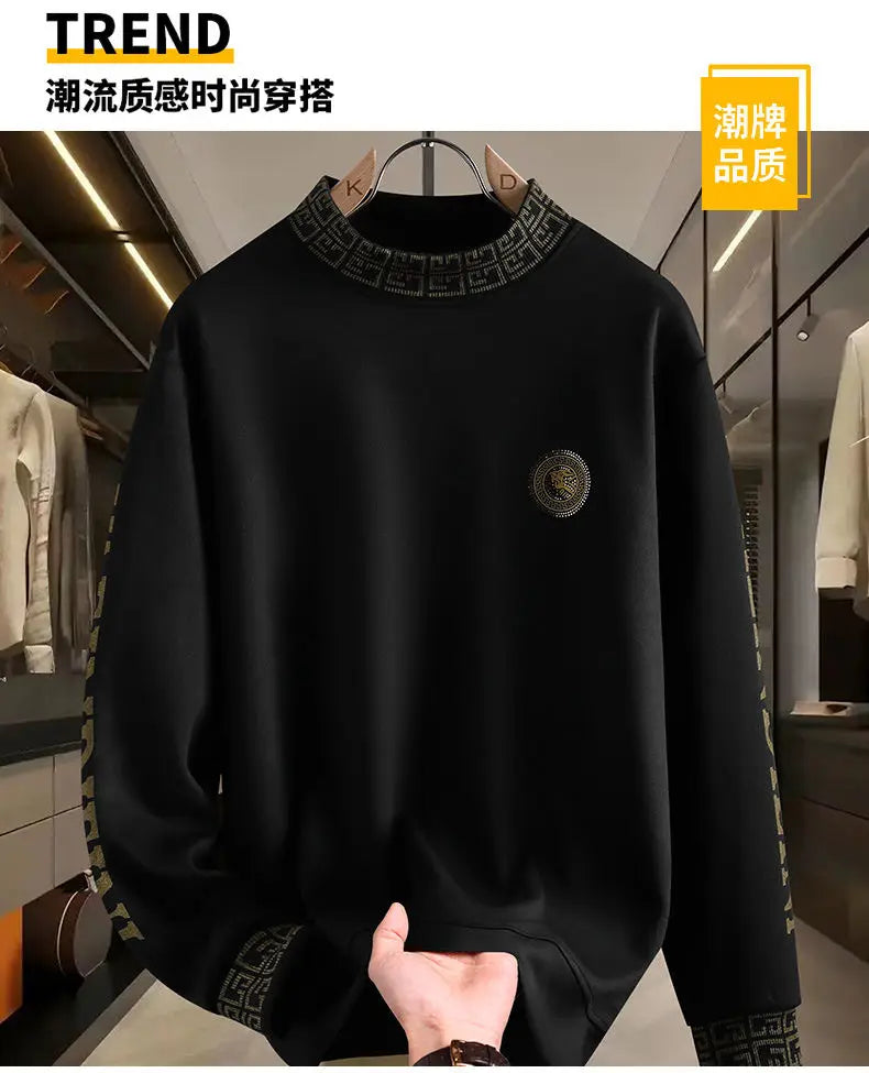 Fashion Hip Hop Halbhoher Kragen Sweatshirts Luxus-Druck Mode Vielseitiger Pullover Hoodie Soziale Nachtclub Herrenbekleidung