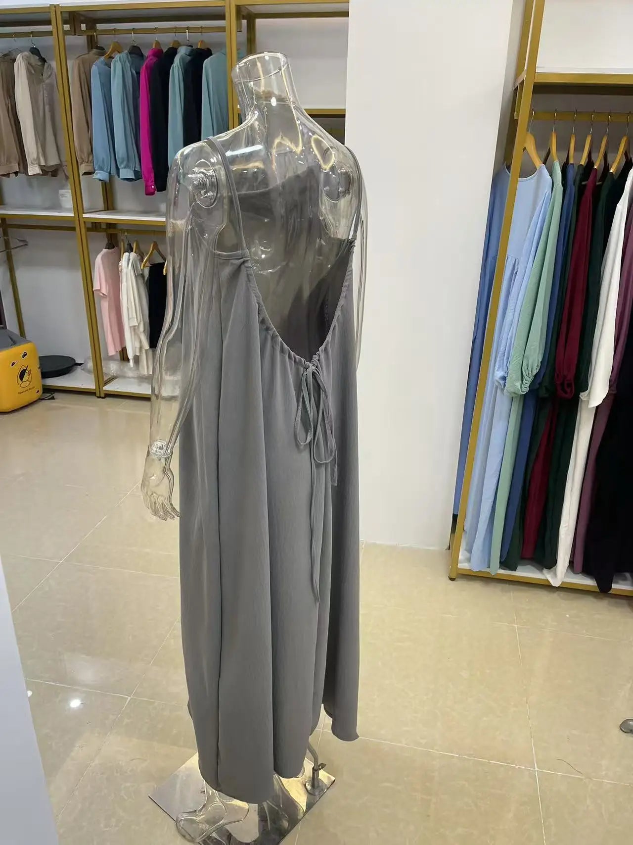 New Arrival Women's Strapless Backless Long Loose Home Dress Comfortable Sleepwear Casual Maxi Dress