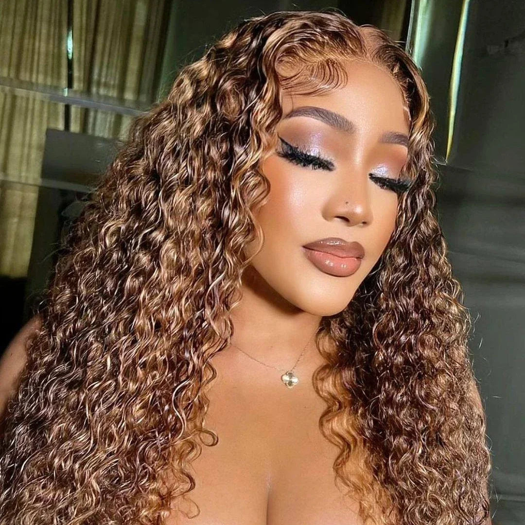 4/27 Highlight Wig Human Hair Deep Wave Hd Lace Wigs 36 Inch Curly Glueless Wigs Human Hair Colored Women Wigs On Clearance Sale