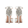 Baotou Hohle High Heels Damen Sandalen Spitz Dünne Ferse Ein-Wort-Schnalle Strass Hochzeitsschuhe Brautschuhe