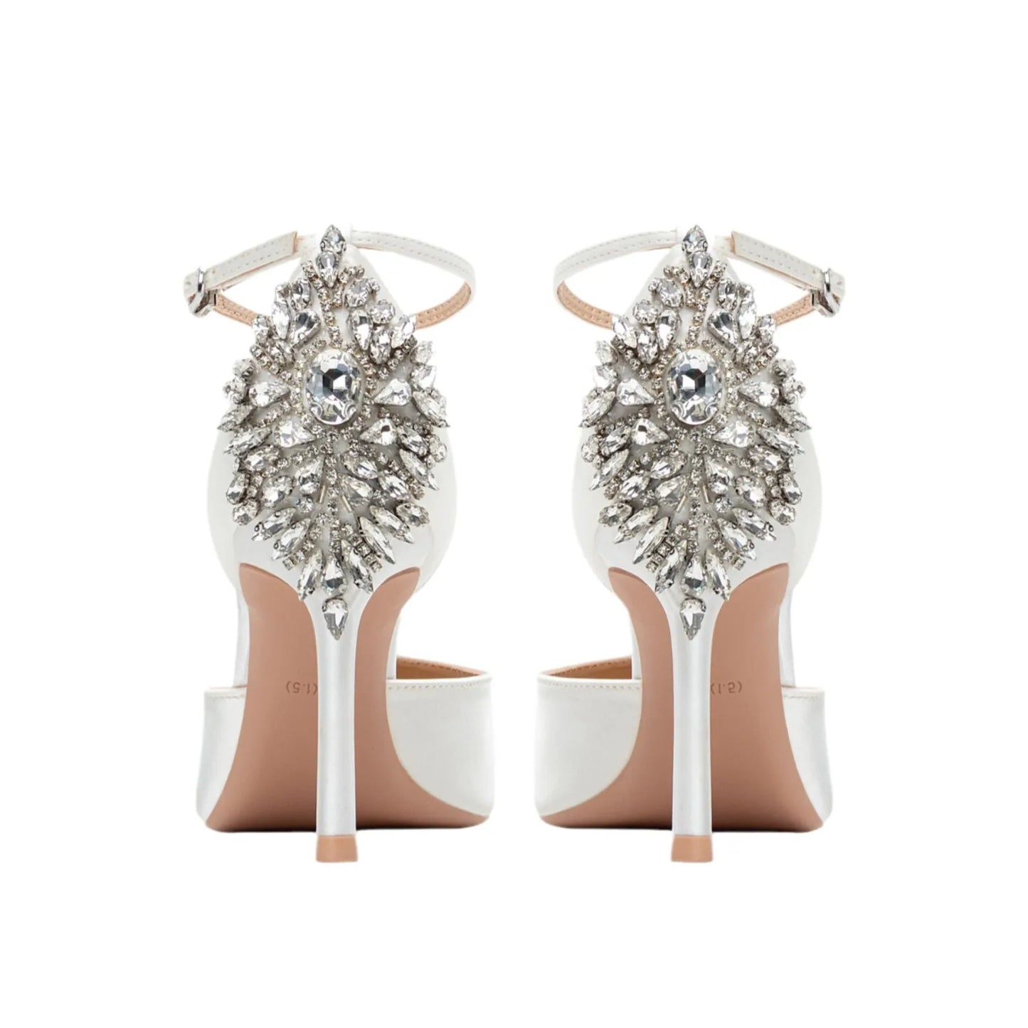 Baotou Hohle High Heels Damen Sandalen Spitz Dünne Ferse Ein-Wort-Schnalle Strass Hochzeitsschuhe Brautschuhe